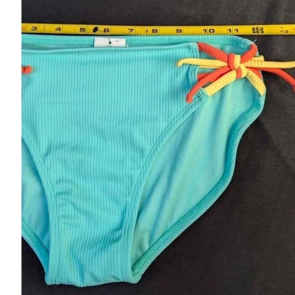 Art Class~Girls Bikini Bottom ~ Size XL 14 ~ Aqua Green/Ribbed/Multi Strappy Tie
